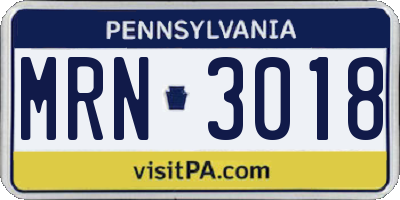PA license plate MRN3018