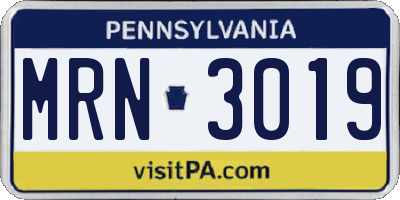 PA license plate MRN3019