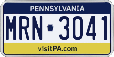 PA license plate MRN3041