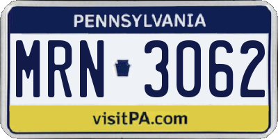 PA license plate MRN3062