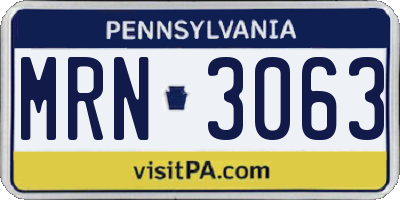 PA license plate MRN3063