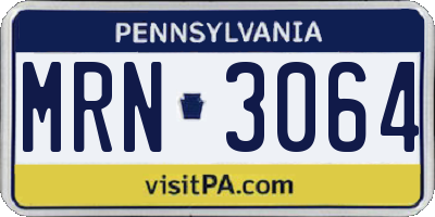 PA license plate MRN3064