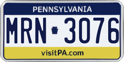 PA license plate MRN3076
