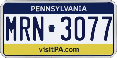 PA license plate MRN3077