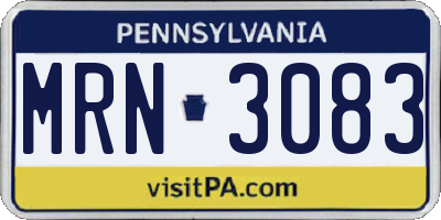 PA license plate MRN3083