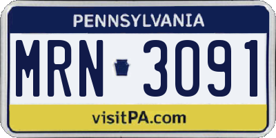 PA license plate MRN3091