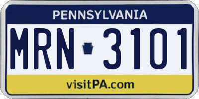 PA license plate MRN3101