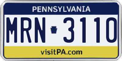 PA license plate MRN3110