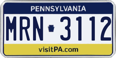 PA license plate MRN3112