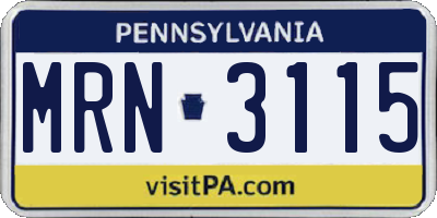 PA license plate MRN3115