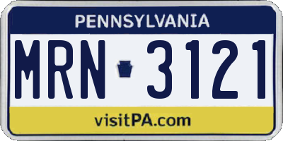 PA license plate MRN3121