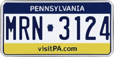 PA license plate MRN3124