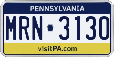 PA license plate MRN3130