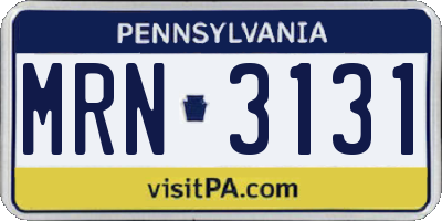 PA license plate MRN3131
