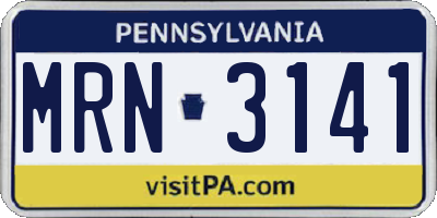 PA license plate MRN3141