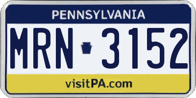 PA license plate MRN3152