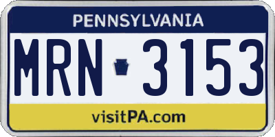 PA license plate MRN3153