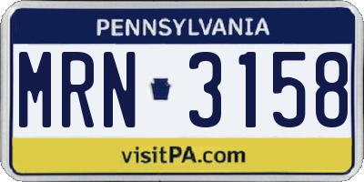 PA license plate MRN3158
