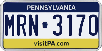 PA license plate MRN3170