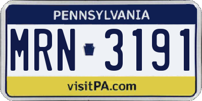 PA license plate MRN3191
