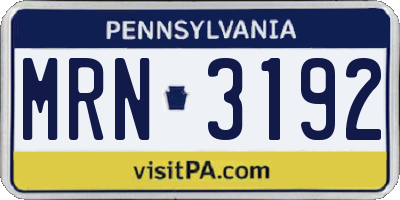 PA license plate MRN3192
