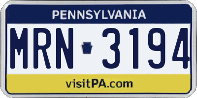 PA license plate MRN3194