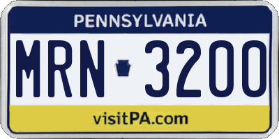 PA license plate MRN3200