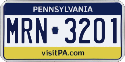 PA license plate MRN3201