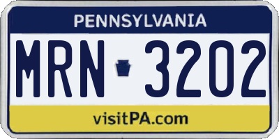 PA license plate MRN3202