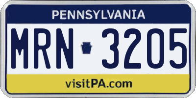 PA license plate MRN3205