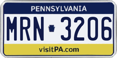 PA license plate MRN3206
