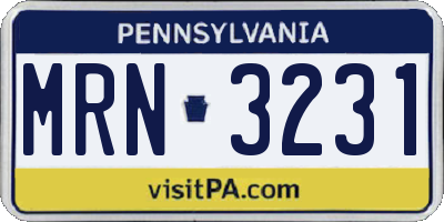 PA license plate MRN3231