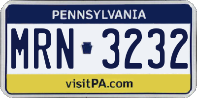 PA license plate MRN3232