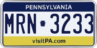 PA license plate MRN3233
