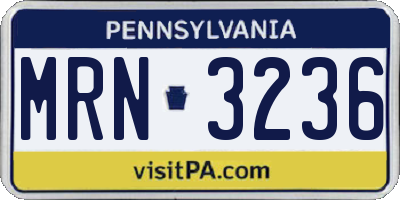 PA license plate MRN3236