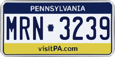 PA license plate MRN3239