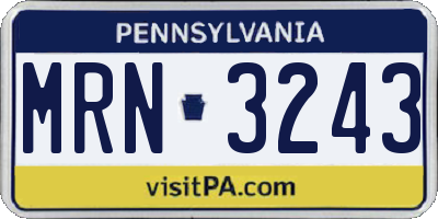 PA license plate MRN3243