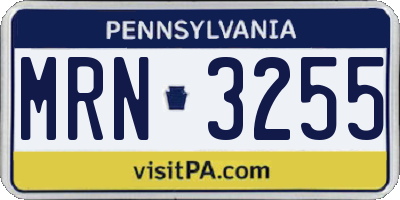 PA license plate MRN3255