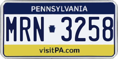 PA license plate MRN3258