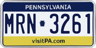 PA license plate MRN3261