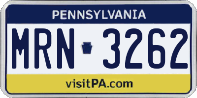 PA license plate MRN3262