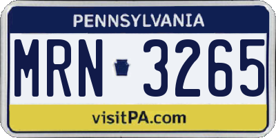 PA license plate MRN3265