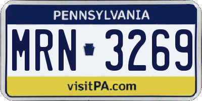 PA license plate MRN3269
