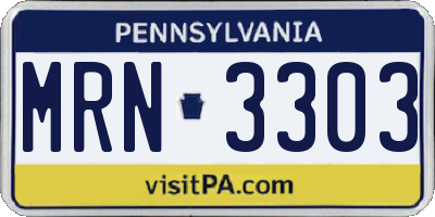 PA license plate MRN3303