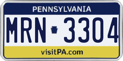 PA license plate MRN3304