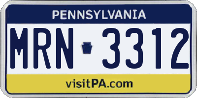 PA license plate MRN3312