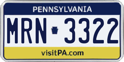 PA license plate MRN3322