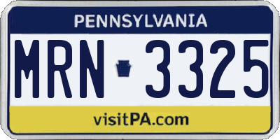 PA license plate MRN3325