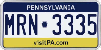 PA license plate MRN3335