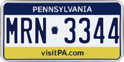 PA license plate MRN3344